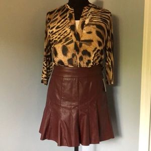 ANTHROPOLOGIE FAUX LEATHER PLEATED SKIRT NWT 12